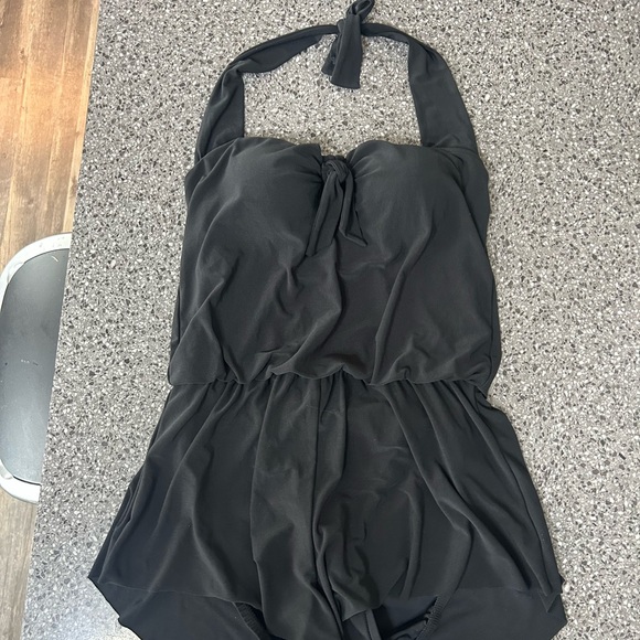 Aqua Green Other - Aqua Green Black Swim Romper with Teal Logo